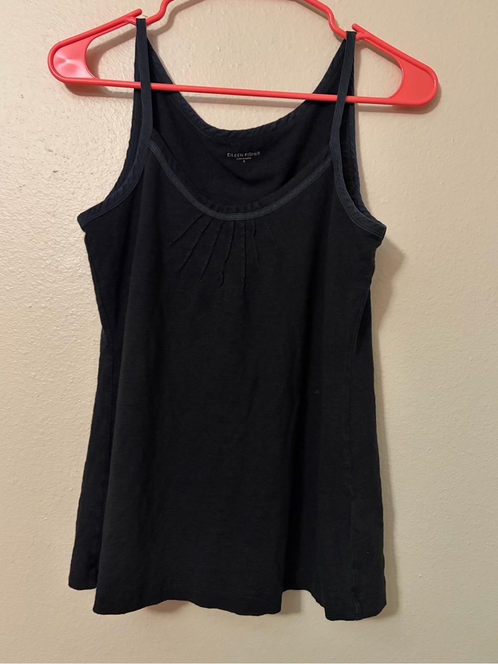 Eileen Fisher Black Scoop Neck Linen Tank